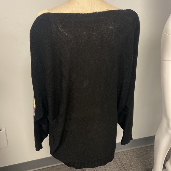 Jon Lawrence Vintage Sweater Black Purple Knit Scoop Neck Small - Picture 2 of 6